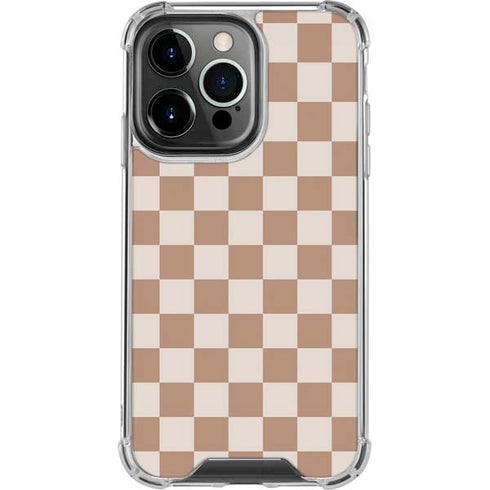Neutral Checkered iPhone 15 Pro Clear Case